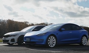Tesla Model 3 Drag Races Tuned BMW 3 Series, Gets Badly Whooped
