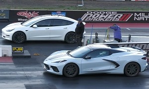 Tesla Model 3 Drags C8 Chevy Corvette Stingray R, Someone Gets Thoroughly Abashed