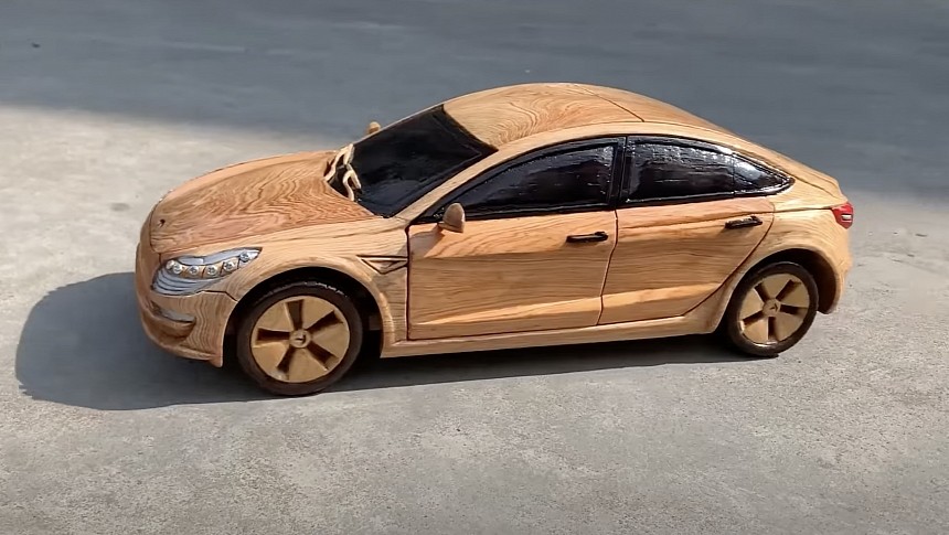 Tesla Model 3 made entirely of wood