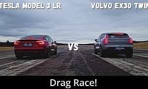 Tesla Model 3 LR Drags Volvo EX30, Quickly Finds Out Why Swedish Engineering Is Better