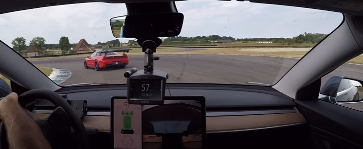 Model 3 and NSX on track