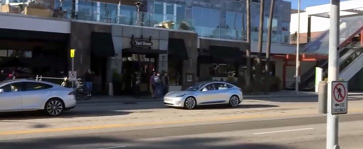 Tesla Model 3 in the street