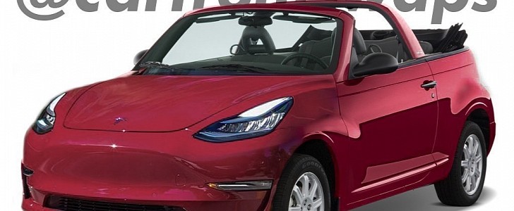 Tesla Model 3 "PT Cruiser Cabriolet face swap rendering"