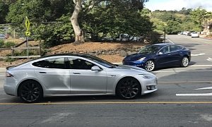 Tesla Model 3 Release Candidate Spotted Next to a Model S Prompts Comparison