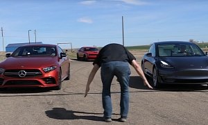 Tesla Model 3 Smashes Mercedes-AMG CLS 53 and Hellcat in Drag Race