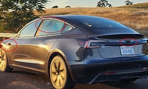 Tesla Model 3 Test Vehicle Spotted With No Side Mirrors and Weird Camera Setup