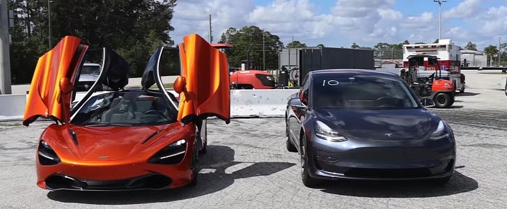Tesla Model 3 vs. McLaren 720S Drag Race Deserves a Tweet