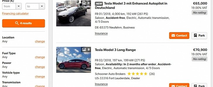 Tesla Model 3s on sale in EU