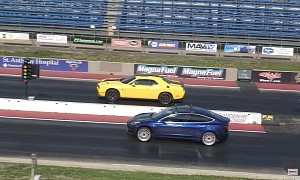 Tesla Model 3s Drag Camaro ZL1, Challenger Hellcat, Old Muscle and Don't Win All