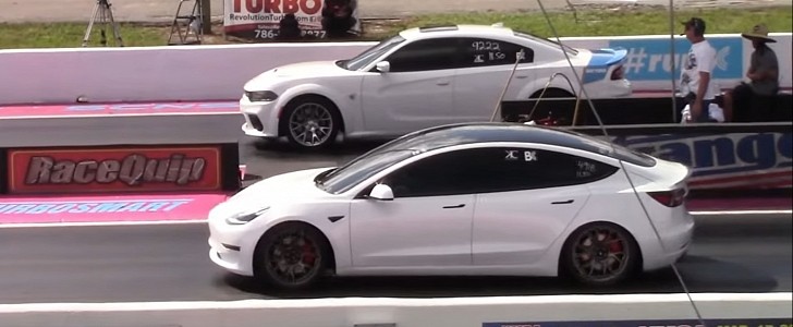 Tesla Model 3 drags Hellcat, Explorer ST, Mustang on DRACS