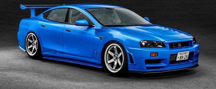 Tesla Model R34 GT-R Is an Unusual Mix of Supercar Killers