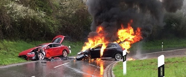Model S crash with an ICE car