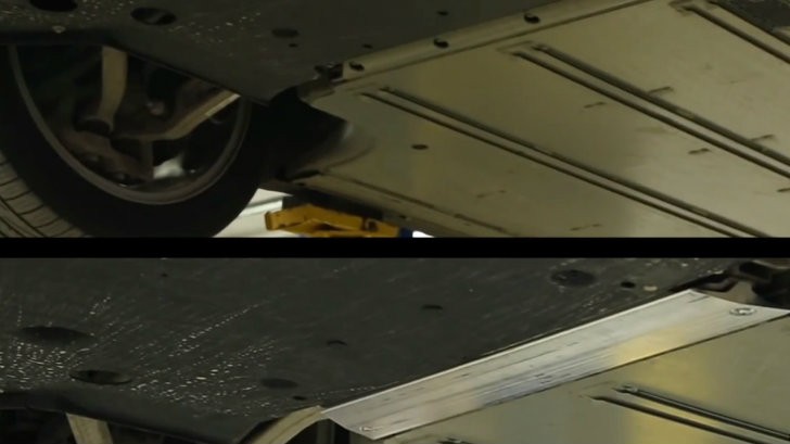 Difference between old and new Tesla Model S battery protection plate