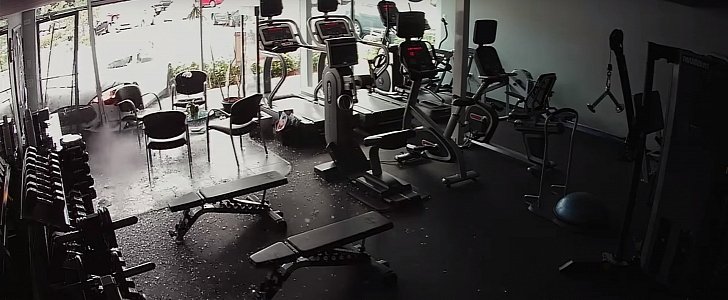 Model S Crashing through gym