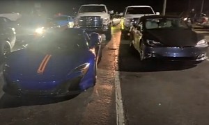 Tesla Model S Drag Races McLaren 650S, It's All About the Prepped Surface