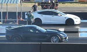 Tesla Model S Drags Corvette Z06 in ICE vs. EV Showdown: It's Close But Not Close Enough