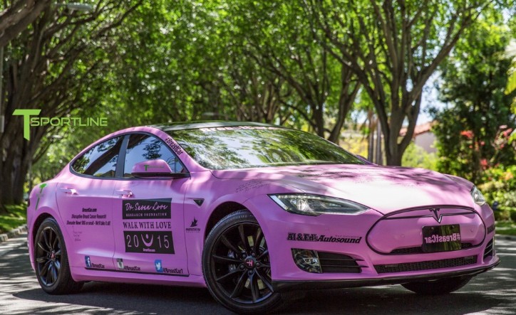 A pink Tesla Model S