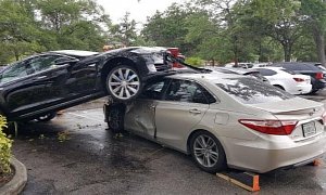 Tesla Model S Mounts a Toyota Camry in Florida, Damages Two More Cars