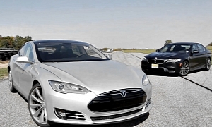 Tesla Model S Shows Muscles Against BMW M5 F10