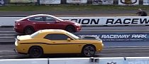 Tesla Model S P100D Drag Races Dodge Challenger SRT8, Things Go South