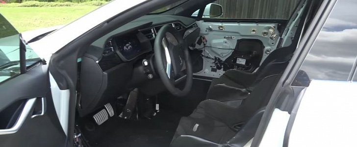 Tesla Model S P100D "Racecar" with Stripped Interior, Drag Radials