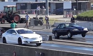 Tesla Model S P100D vs Drag Cars, Probably Last 1/4-Mile Clip Before the Update