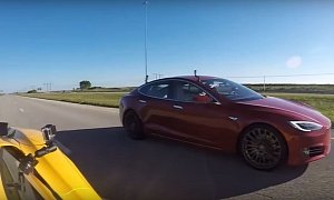 Tesla Model S P100D vs. McLaren 650S Roll and Dig Drag Races Are Like a Tag Game