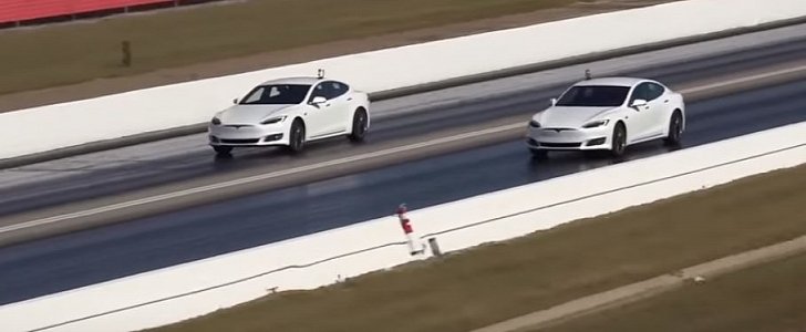 Tesla Model S P100D vs P90D drag race
