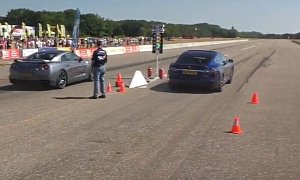 Tesla Model S P100D vs. Nissan GT-R Drag Races Ends in Total Destruction