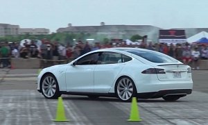 Tesla Model S P85D Joins Maserati GranTurismo and Nissan GT-R in Autocross Contest