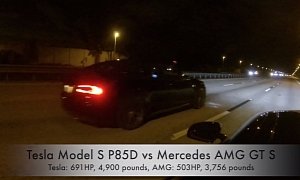Tesla Model S P85D Races AMG GT with Surprising Results
