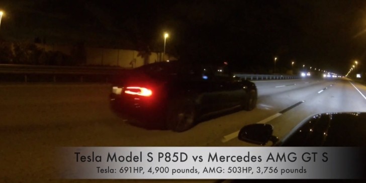Tesla Model S P85D Races AMG GT with Surprising Results