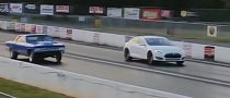 Tesla Model S P85D Races Over a Dozen Muscle Cars with Extreme Results