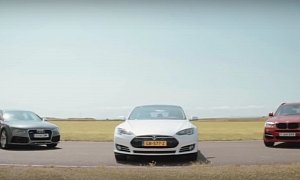 Tesla Model S P85D Takes on Audi RS7 and Alpina XD3 in Weirdest Track Battle Ever