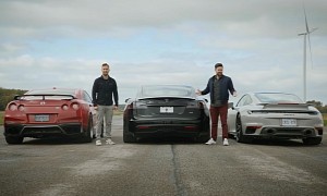 Tesla Model S Plaid Drags 911 Turbo S and Tuned GT-R, Braking Is the Scary Part