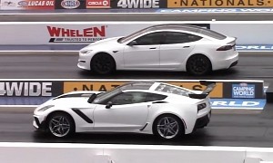 Tesla Model S Plaid Drags Corvette ZR1, Supercharged C7 Looks and Sounds Glorious