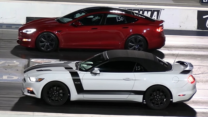Tesla Model S Plaid vs Ford Mustang GT on Wheels