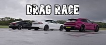 Tesla Model S Plaid Track Package Drag Races Taycan and e-tron GT, It's Not Even Close