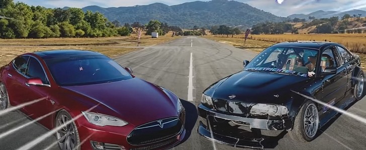 Tesla Model S P85+ vs LSX BMW E46
