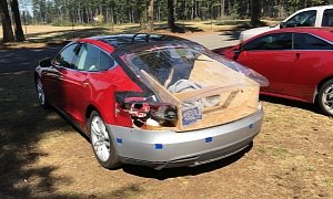 Tesla Model S Repaired Using Household Materials and Equipment