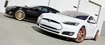 Tesla Model S Rides on Ghost Gold, UbeRose TSportline Wheels