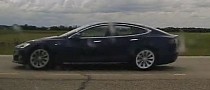 Tesla Model S Speeds Down the Highway With Driver Fast Asleep in Reclined Seat