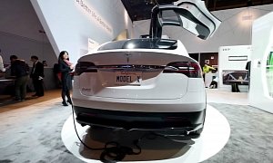Tesla Model X Electric Crossover Displayed at the Panasonic Booth at CES <span>· Video</span>