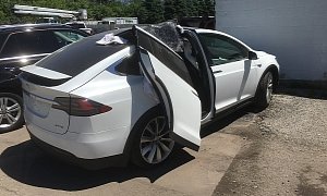 Tesla Model X Falcon Doors in an Impromptu Crash Test They Didn't Pass