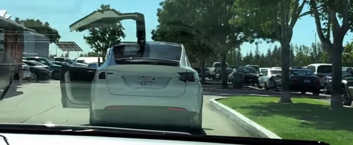 Tesla Model X Falcon Wing doors in operation