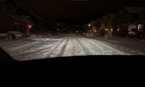 Tesla Model Y Almost Crashes Down a Snowy Street, No Control Whatsoever