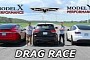 Tesla Model Y Drag Races Jeep Grand Cherokee Trackhawk under Model X Supervision