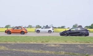Tesla Model Y Drag Races Porsche Macan and BMW X3 in Electric vs Gas vs Diesel Showdown