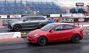 Tesla Model Y Drag Races the Mercedes-AMG GLS 63 for the Glory of Aerodynamics