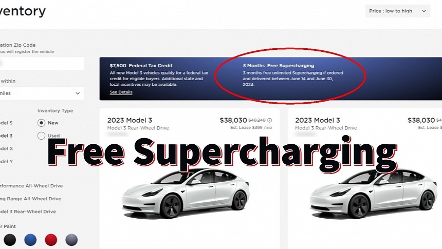 Tesla offers three months of free Supercharging to Model 3 inventory vehicles